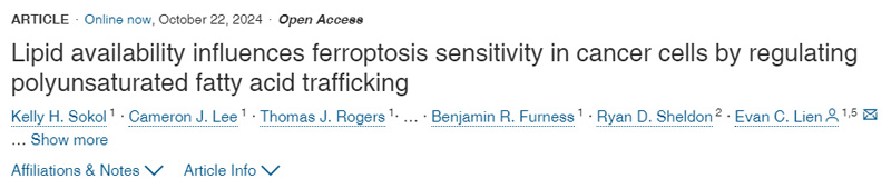 脂質(zhì)可利用性通過調(diào)節(jié)多不飽和脂肪酸轉(zhuǎn)運影響癌癥細(xì)胞的脫鐵敏感性
