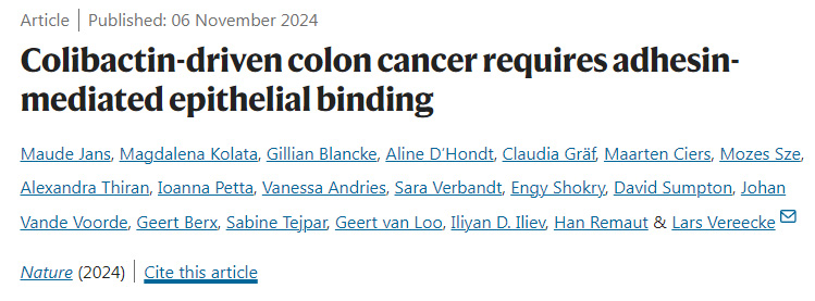 大腸桿菌素驅(qū)動(dòng)的癌癥需要粘附素介導(dǎo)的上皮結(jié)合