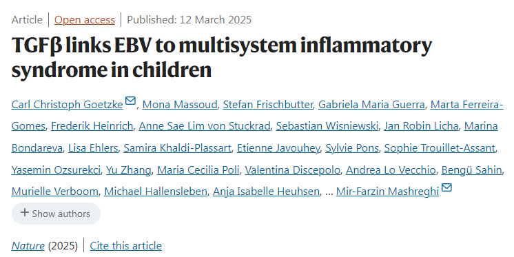 TGFβ將EB病毒與兒童多系統(tǒng)炎癥綜合征（MIS-C）相關聯(lián)