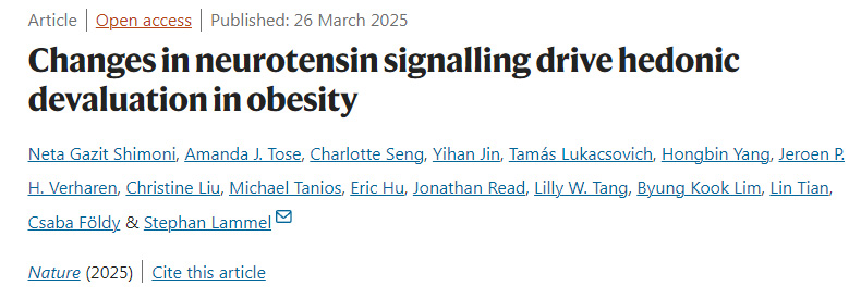 神經(jīng)降壓素信號(hào)的變化促使肥胖患者的享樂價(jià)值下降