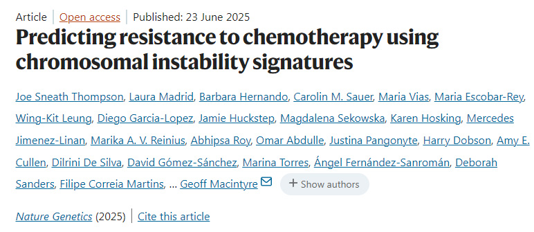 利用染色體不穩(wěn)定性特征預測化療耐藥性