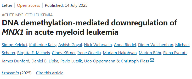 DNA去甲基化介導(dǎo)急性髓系白血病中MNX1基因表達下調(diào)