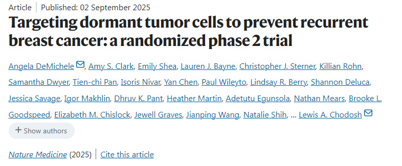 靶向休眠腫瘤細胞以預防乳腺癌復發(fā)：一項隨機2期試驗