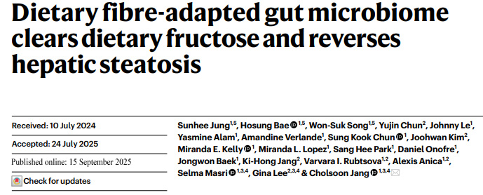 適應(yīng)膳食纖維的腸道菌群清除膳食果糖并逆轉(zhuǎn)肝臟脂肪變性