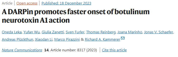 DARPin促進(jìn)肉毒桿菌神經(jīng)毒素A1作用的更快發(fā)作