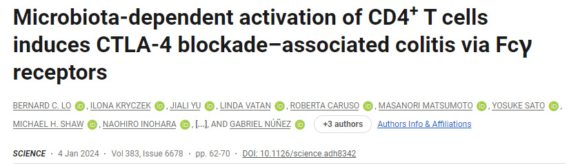 CD4+T細(xì)胞的微生物群依賴性激活通過Fc&gamma;受體誘導(dǎo)CTLA-4阻斷相關(guān)結(jié)腸炎