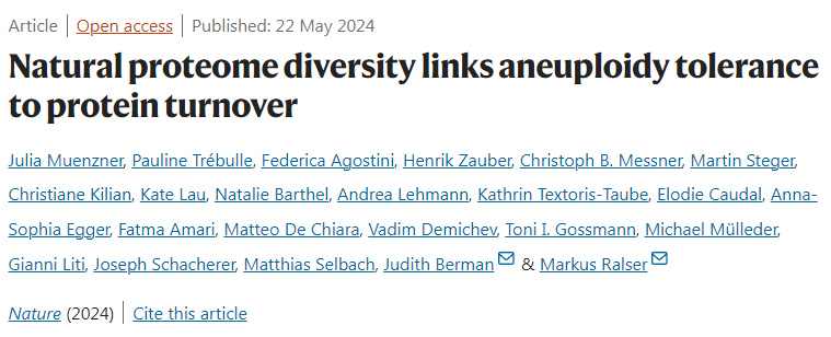 天然蛋白質(zhì)組多樣性將非整倍體耐受性與蛋白質(zhì)周轉(zhuǎn)聯(lián)系起來(lái)